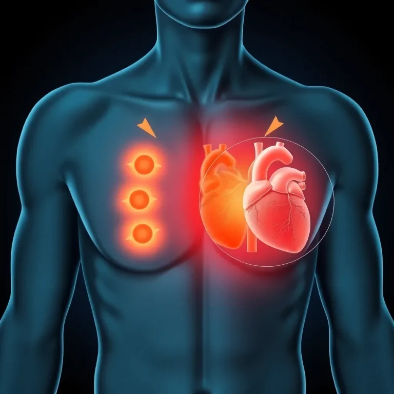Sharp or squeezing pain in the chest, often radiating to the arm or jaw, signaling potential heart issues like angina.